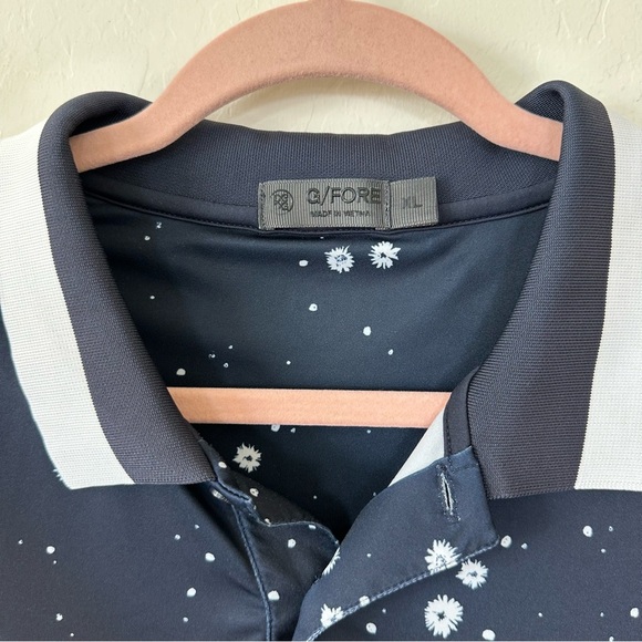 G/FORE Navy Splatter Print Short Sleeve Golf Polo Extra Large - Picture 6 of 11